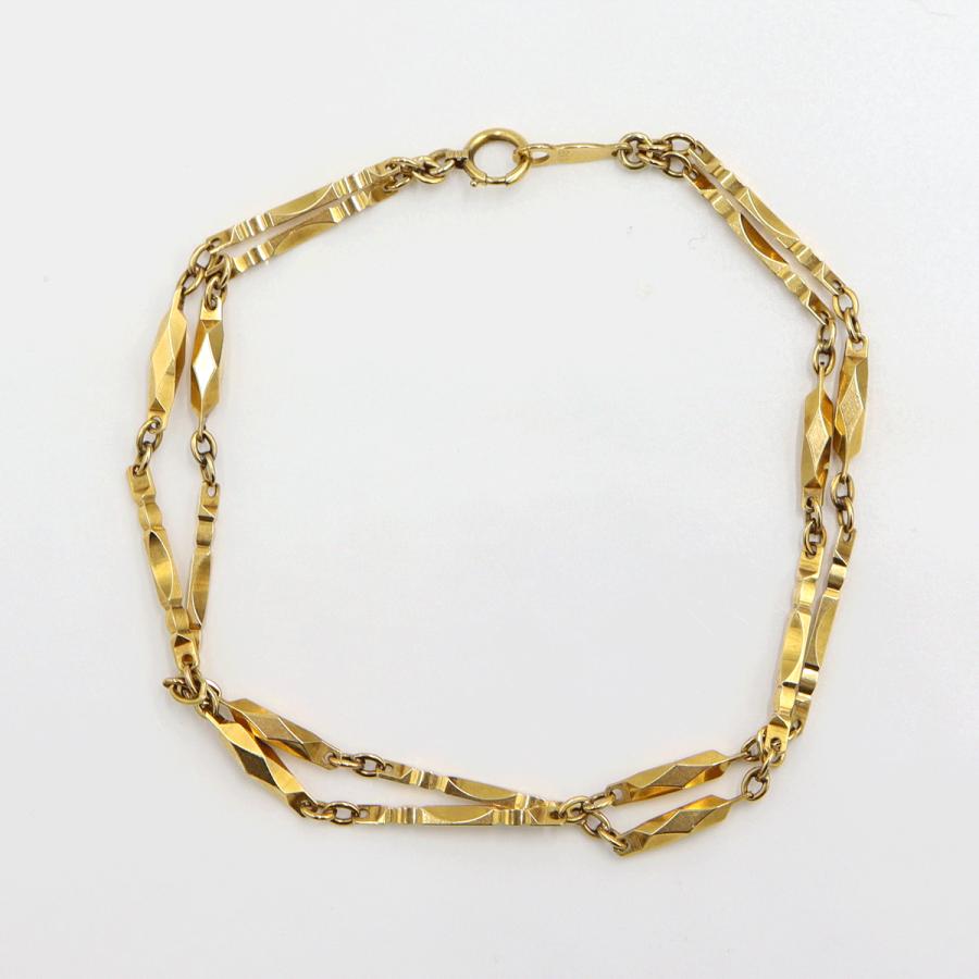 K18デザインブレスレット　長さ19.0cm　重量9.40ｇ（中古）