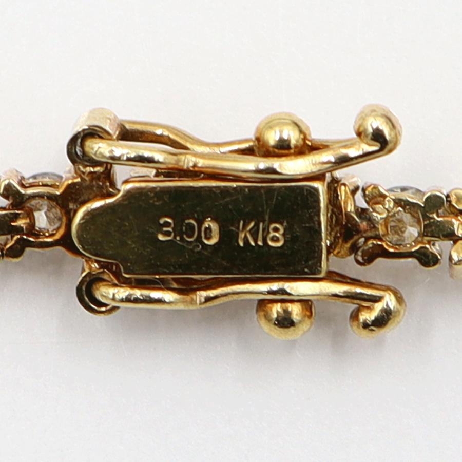 K18ダイヤモンドブレスレット　D3.00ct　長さ17.0cm　重量8.39ｇ(石の重量含む)（中古）