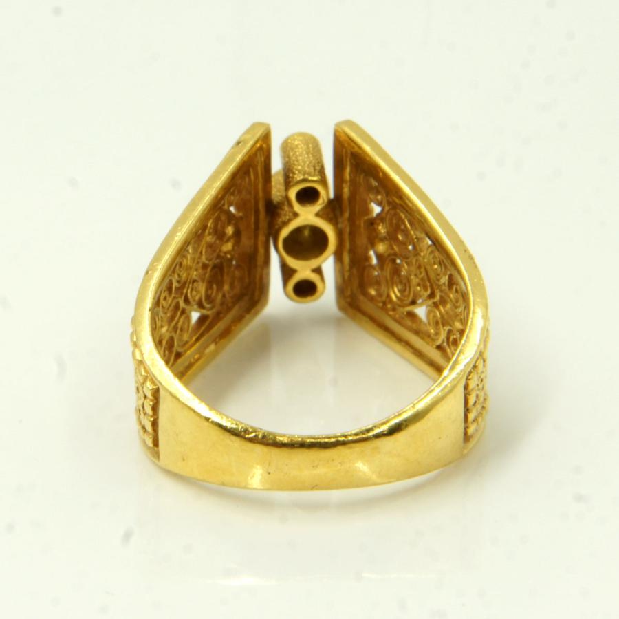 酒井公男（サカイ キミオ）K18ダイヤモンドリング D0.199ct　＃12　唐草模様　鑑別保証書有り　レディース（中古）