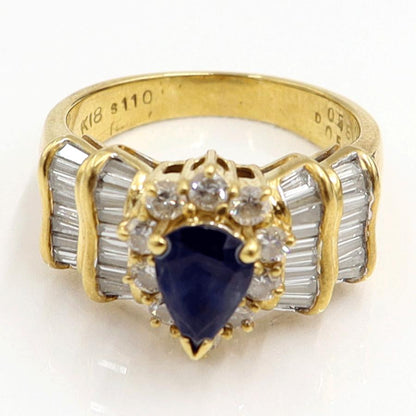 K18サファイアダイヤモンドリング　S1.10ct　D0.99ct　リングサイズ13号　重量8.33ｇ(石の重量含む)　レディース（中古）