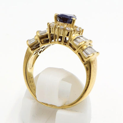 K18サファイアダイヤモンドリング　S1.10ct　D0.99ct　リングサイズ13号　重量8.33ｇ(石の重量含む)　レディース（中古）