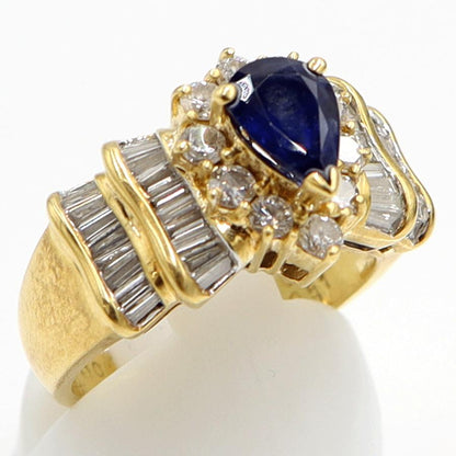 K18サファイアダイヤモンドリング　S1.10ct　D0.99ct　リングサイズ13号　重量8.33ｇ(石の重量含む)　レディース（中古）