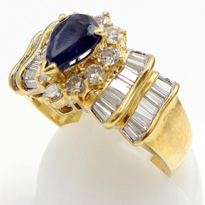 K18サファイアダイヤモンドリング　S1.10ct　D0.99ct　リングサイズ13号　重量8.33ｇ(石の重量含む)　レディース（中古）