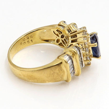 K18サファイアダイヤモンドリング　S1.10ct　D0.99ct　リングサイズ13号　重量8.33ｇ(石の重量含む)　レディース（中古）