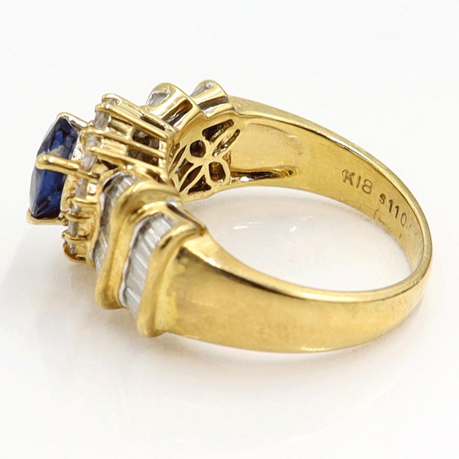 K18サファイアダイヤモンドリング　S1.10ct　D0.99ct　リングサイズ13号　重量8.33ｇ(石の重量含む)　レディース（中古）