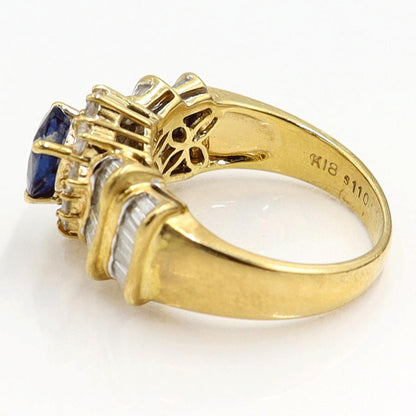 K18サファイアダイヤモンドリング　S1.10ct　D0.99ct　リングサイズ13号　重量8.33ｇ(石の重量含む)　レディース（中古）