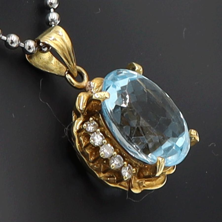 K18ブルートパーズダイヤモンドペンダントトップ　重量6.29ｇ(石の重量含む)　レディース（中古）