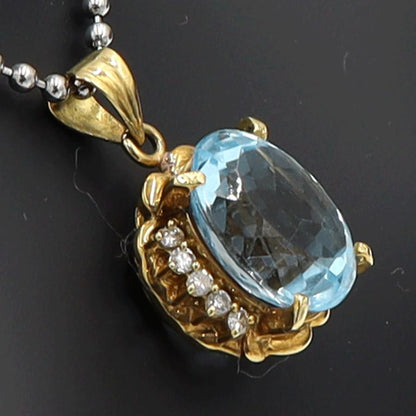 K18ブルートパーズダイヤモンドペンダントトップ　重量6.29ｇ(石の重量含む)　レディース（中古）