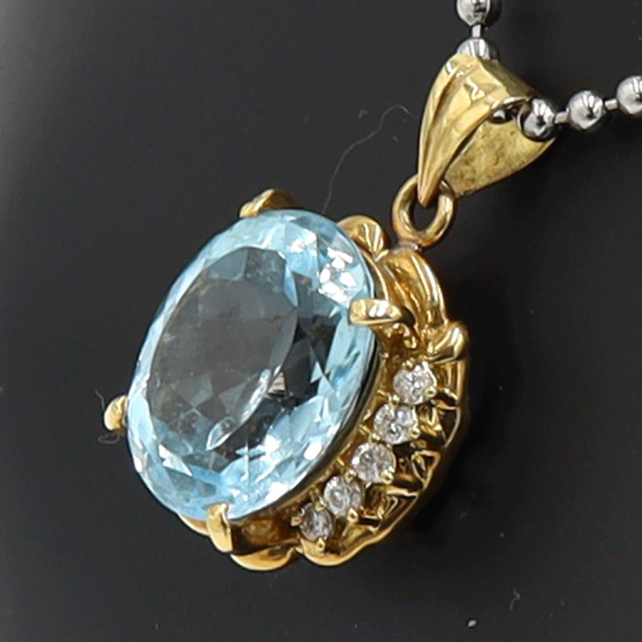 K18ブルートパーズダイヤモンドペンダントトップ　重量6.29ｇ(石の重量含む)　レディース（中古）