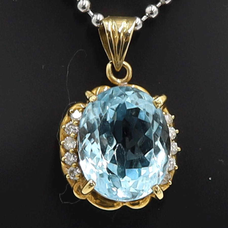 K18ブルートパーズダイヤモンドペンダントトップ　重量6.29ｇ(石の重量含む)　レディース（中古）