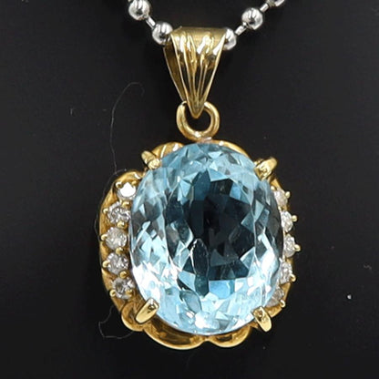 K18ブルートパーズダイヤモンドペンダントトップ　重量6.29ｇ(石の重量含む)　レディース（中古）