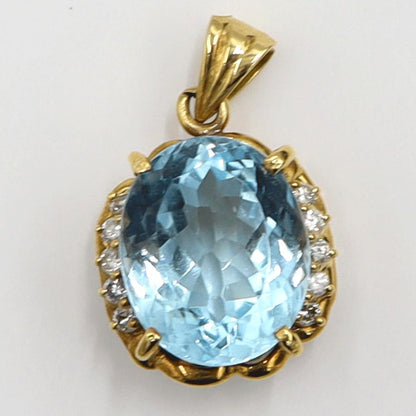 K18ブルートパーズダイヤモンドペンダントトップ　重量6.29ｇ(石の重量含む)　レディース（中古）