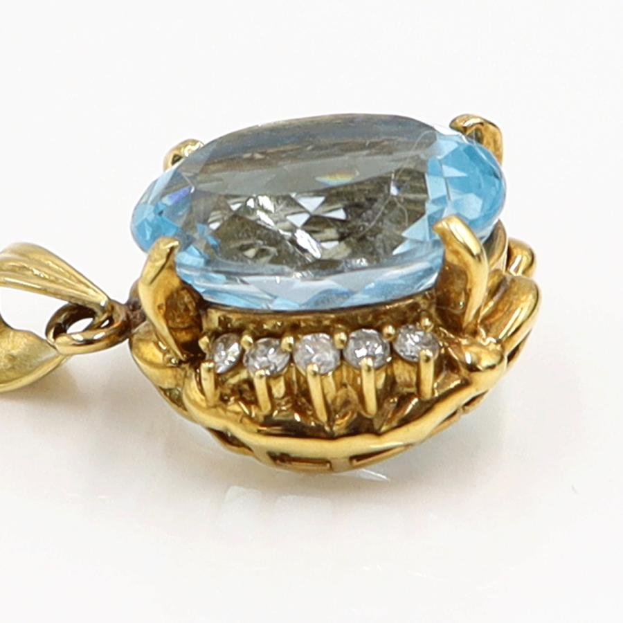 K18ブルートパーズダイヤモンドペンダントトップ　重量6.29ｇ(石の重量含む)　レディース（中古）