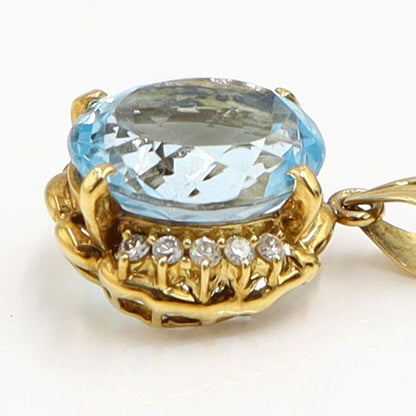 K18ブルートパーズダイヤモンドペンダントトップ　重量6.29ｇ(石の重量含む)　レディース（中古）