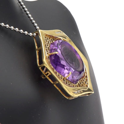 K18アメジストカメオブローチ　A39.1ct　D0.07ct　重量18.10ｇ　レディース（中古）