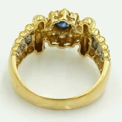 K18/Pt900サファイアダイヤモンドリング　S0.32ct　リングサイズ15号　重量5.55ｇ(石の重量含む)　レディース（中古）