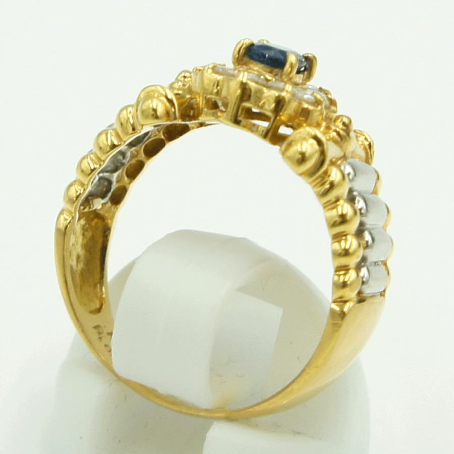 K18/Pt900サファイアダイヤモンドリング　S0.32ct　リングサイズ15号　重量5.55ｇ(石の重量含む)　レディース（中古）