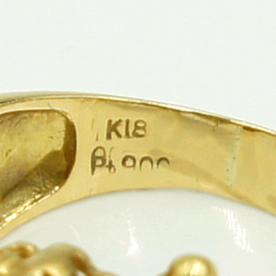 K18/Pt900サファイアダイヤモンドリング　S0.32ct　リングサイズ15号　重量5.55ｇ(石の重量含む)　レディース（中古）