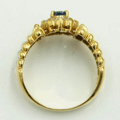 K18/Pt900サファイアダイヤモンドリング　S0.32ct　リングサイズ15号　重量5.55ｇ(石の重量含む)　レディース（中古）