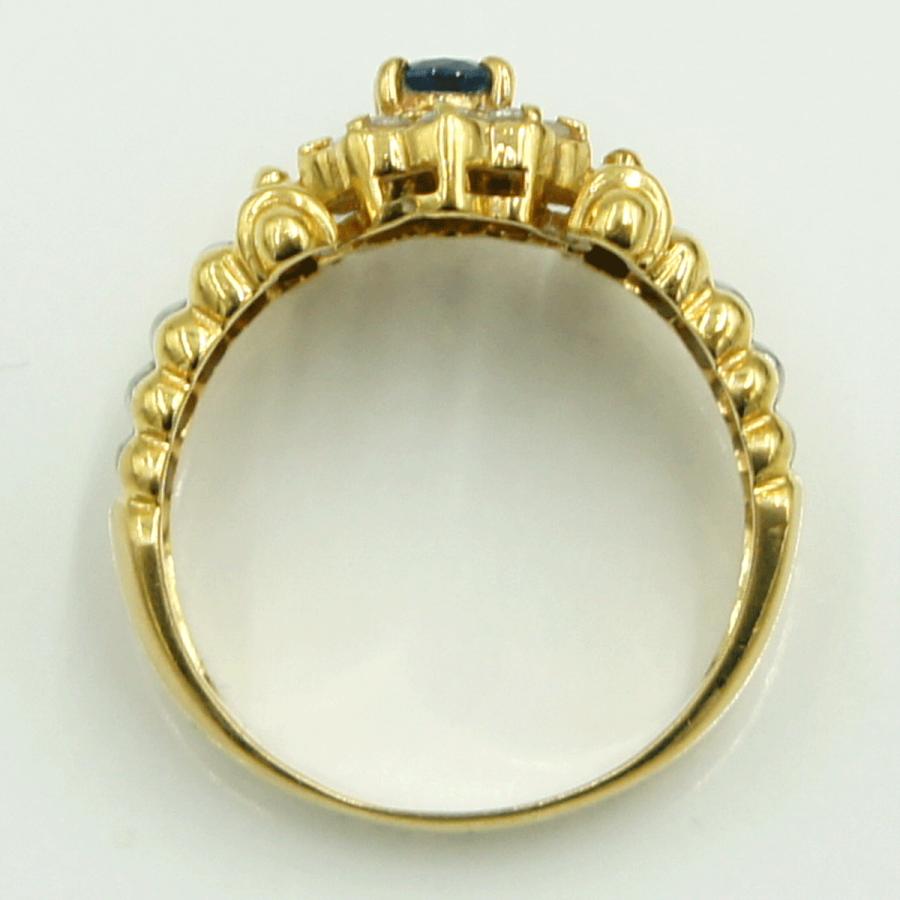 K18/Pt900サファイアダイヤモンドリング　S0.32ct　リングサイズ15号　重量5.55ｇ(石の重量含む)　レディース（中古）