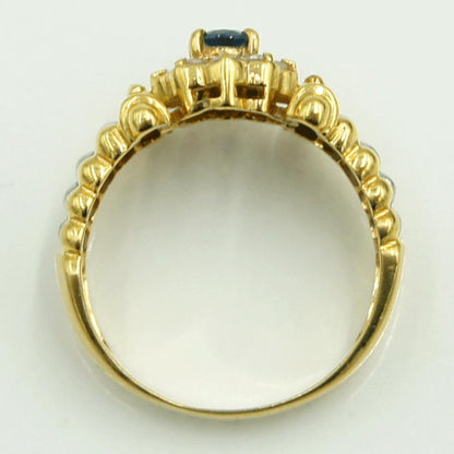 K18/Pt900サファイアダイヤモンドリング　S0.32ct　リングサイズ15号　重量5.55ｇ(石の重量含む)　レディース（中古）