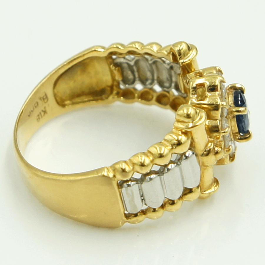 K18/Pt900サファイアダイヤモンドリング　S0.32ct　リングサイズ15号　重量5.55ｇ(石の重量含む)　レディース（中古）