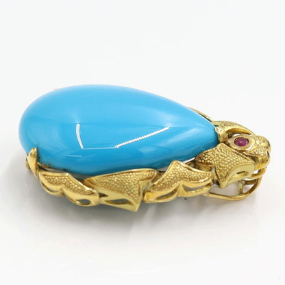 K18トルコ石ペンダントブローチ　T40.79ct　重量17.14ｇ　レディース（中古）