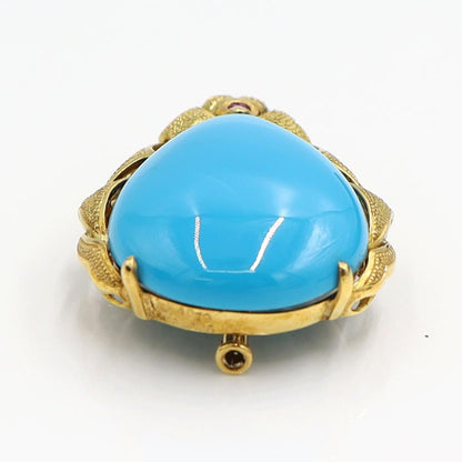 K18トルコ石ペンダントブローチ　T40.79ct　重量17.14ｇ　レディース（中古）