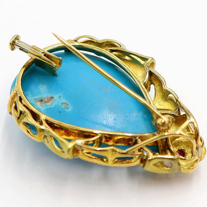 K18トルコ石ペンダントブローチ　T40.79ct　重量17.14ｇ　レディース（中古）