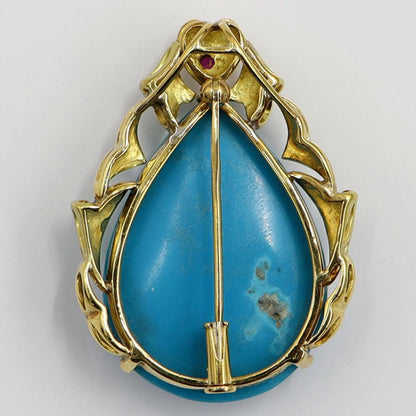 K18トルコ石ペンダントブローチ　T40.79ct　重量17.14ｇ　レディース（中古）