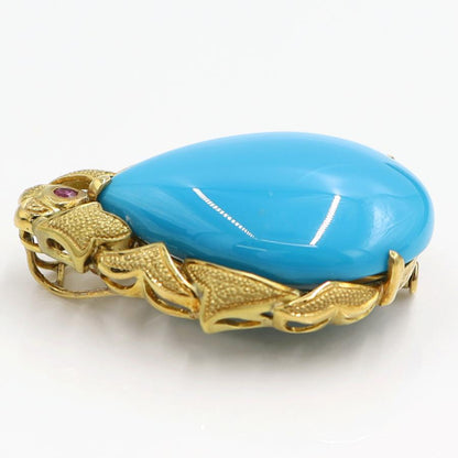 K18トルコ石ペンダントブローチ　T40.79ct　重量17.14ｇ　レディース（中古）