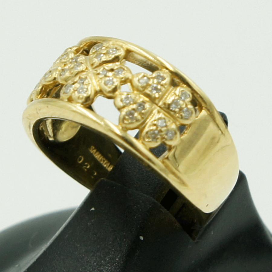 K18ダイヤモンドリング「クローバー」　D0.22ct　リングサイズ13号　重量7.04ｇ(石の重量含む)（中古）