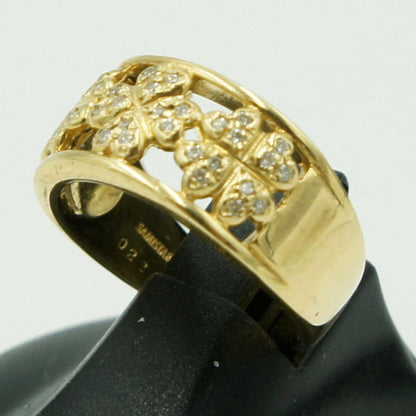 K18ダイヤモンドリング「クローバー」　D0.22ct　リングサイズ13号　重量7.04ｇ(石の重量含む)（中古）