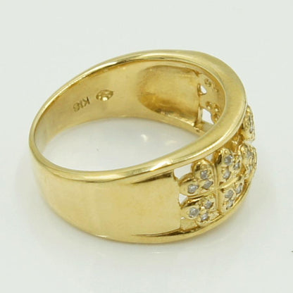 K18ダイヤモンドリング「クローバー」　D0.22ct　リングサイズ13号　重量7.04ｇ(石の重量含む)（中古）