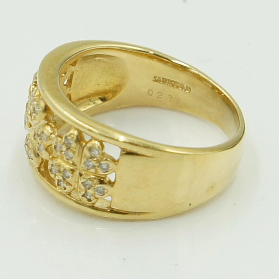 K18ダイヤモンドリング「クローバー」　D0.22ct　リングサイズ13号　重量7.04ｇ(石の重量含む)（中古）
