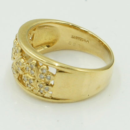 K18ダイヤモンドリング「クローバー」　D0.22ct　リングサイズ13号　重量7.04ｇ(石の重量含む)（中古）
