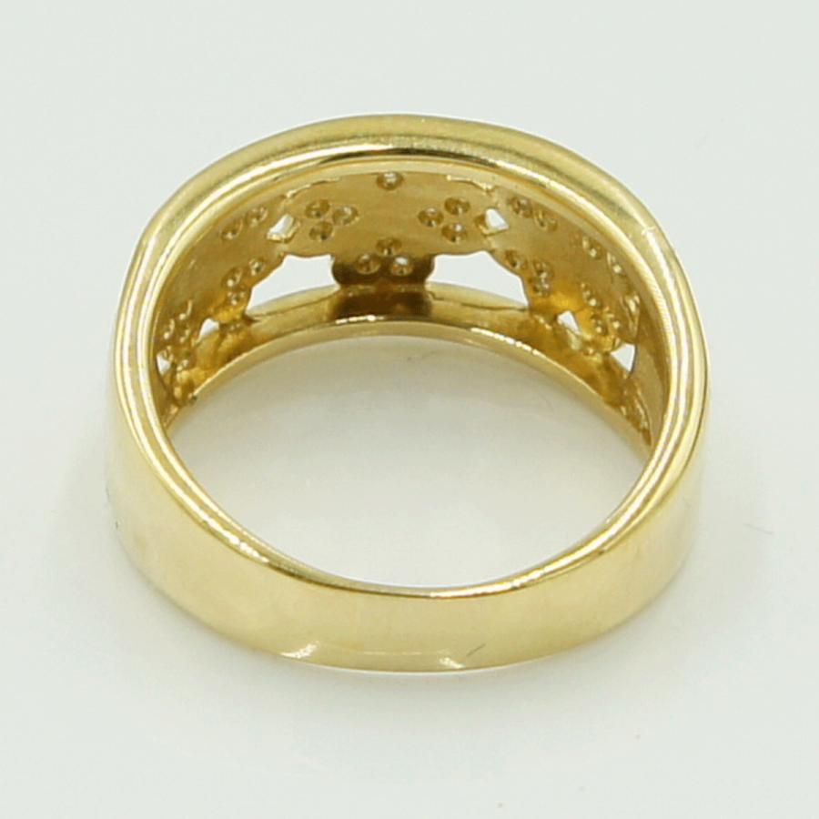 K18ダイヤモンドリング「クローバー」　D0.22ct　リングサイズ13号　重量7.04ｇ(石の重量含む)（中古）