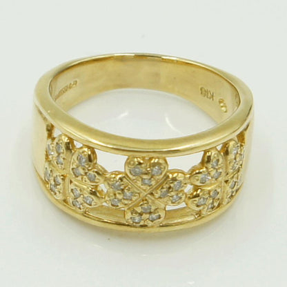K18ダイヤモンドリング「クローバー」　D0.22ct　リングサイズ13号　重量7.04ｇ(石の重量含む)（中古）