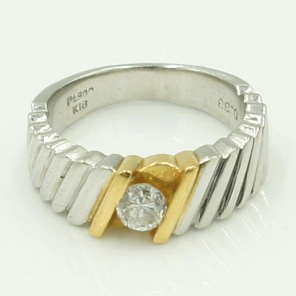 Pt900/K18ダイヤモンドリング　D0.33ct　リングサイズ9号　重量9.67ｇ(石の重量含む)（中古）