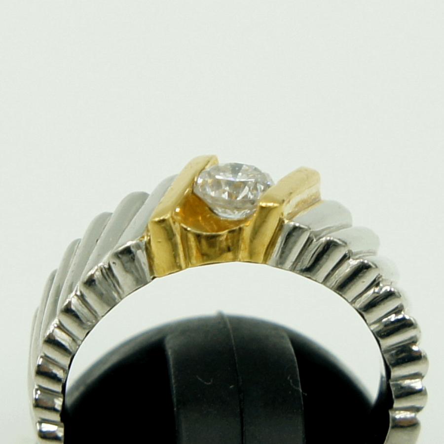 Pt900/K18ダイヤモンドリング　D0.33ct　リングサイズ9号　重量9.67ｇ(石の重量含む)（中古）