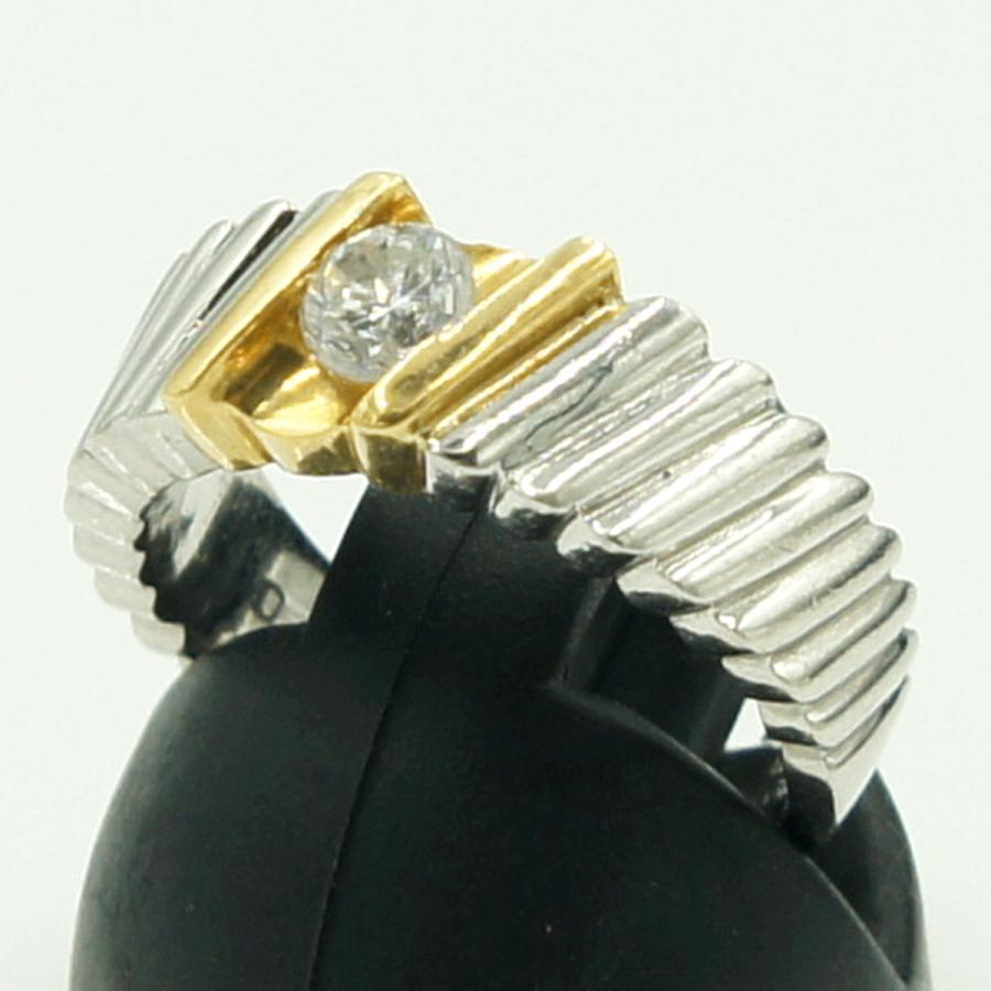 Pt900/K18ダイヤモンドリング　D0.33ct　リングサイズ9号　重量9.67ｇ(石の重量含む)（中古）