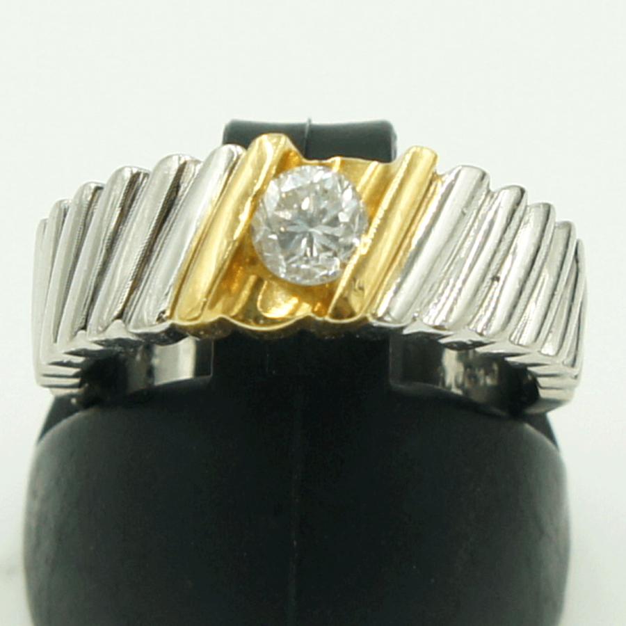 Pt900/K18ダイヤモンドリング　D0.33ct　リングサイズ9号　重量9.67ｇ(石の重量含む)（中古）