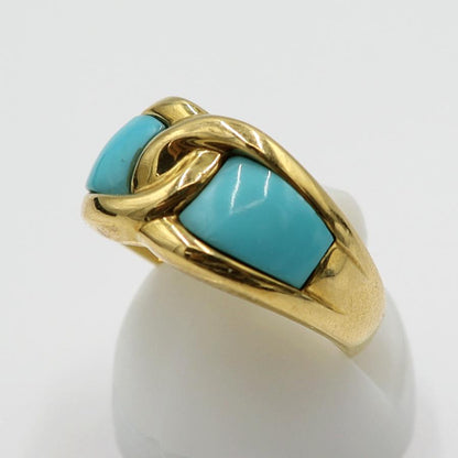 K18トルコ石リング　リングサイズ11号　重量6.86ｇ(石の重量含む)　レディース(中古)