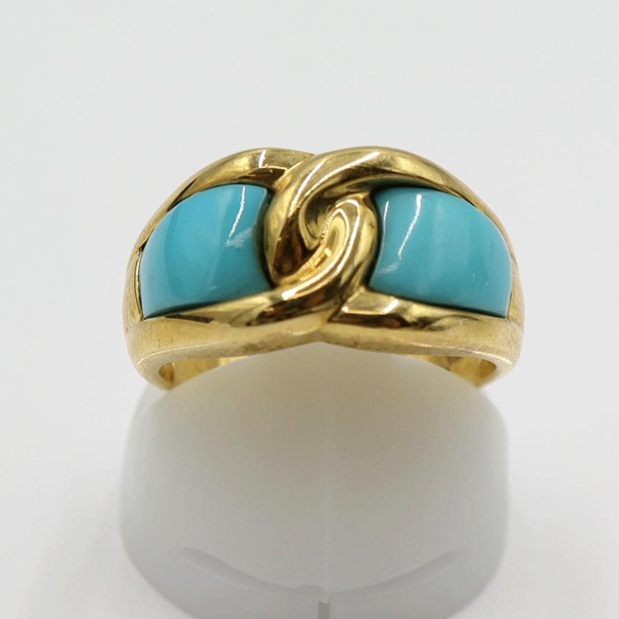 K18トルコ石リング　リングサイズ11号　重量6.86ｇ(石の重量含む)　レディース(中古)