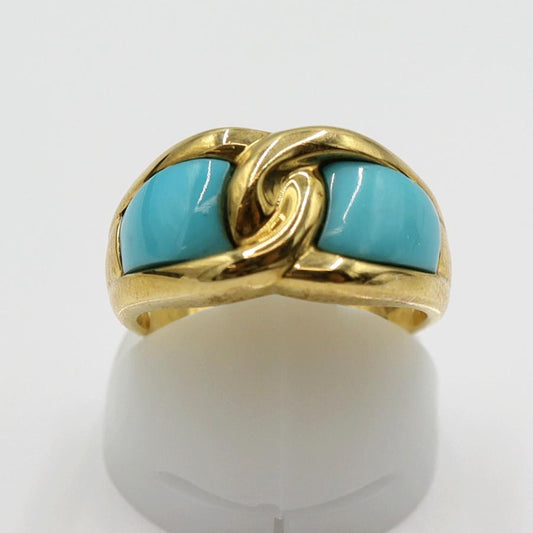 K18トルコ石リング　リングサイズ11号　重量6.86ｇ(石の重量含む)　レディース(中古)