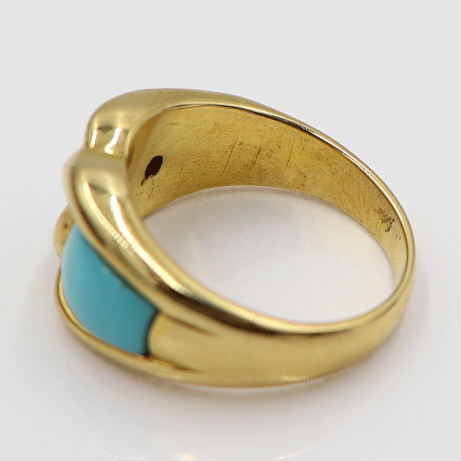 K18トルコ石リング　リングサイズ11号　重量6.86ｇ(石の重量含む)　レディース(中古)