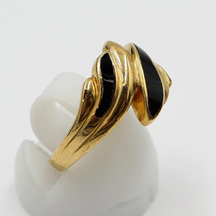 K18オニキスリング　リングサイズ11.5号　重量4.47ｇ(石の重量含む)　レディース(中古)
