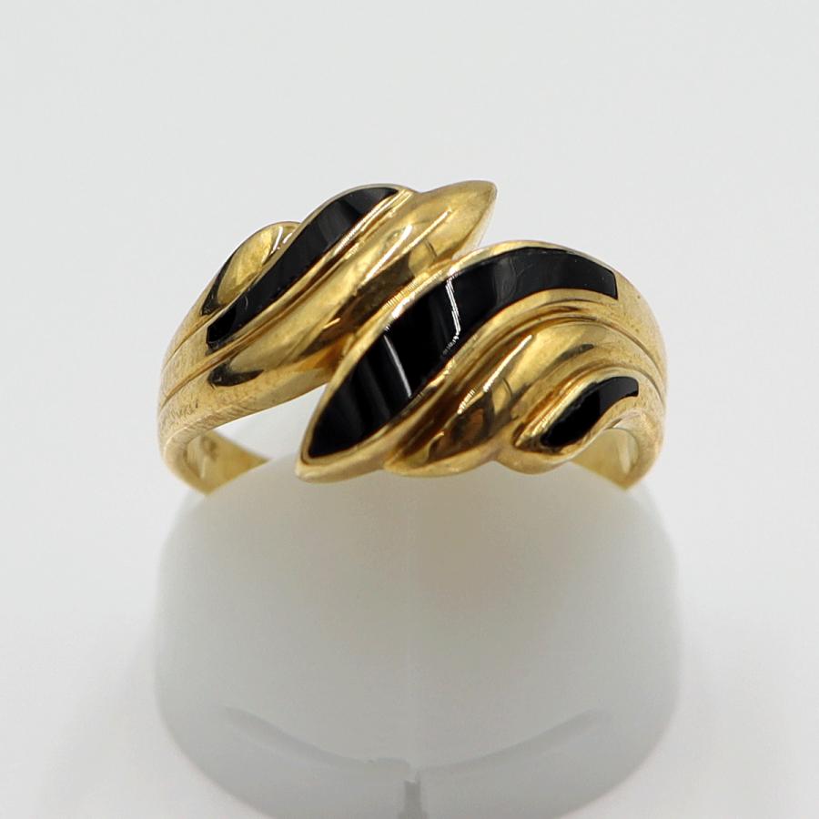 K18オニキスリング　リングサイズ11.5号　重量4.47ｇ(石の重量含む)　レディース(中古)