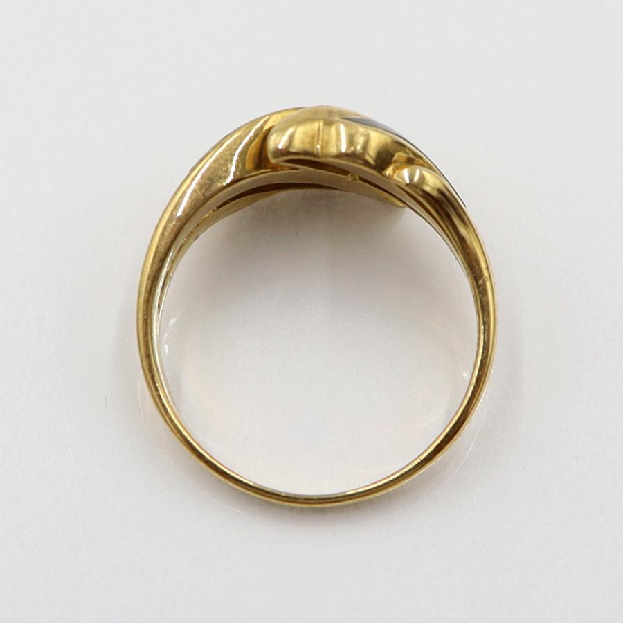 K18オニキスリング　リングサイズ11.5号　重量4.47ｇ(石の重量含む)　レディース(中古)