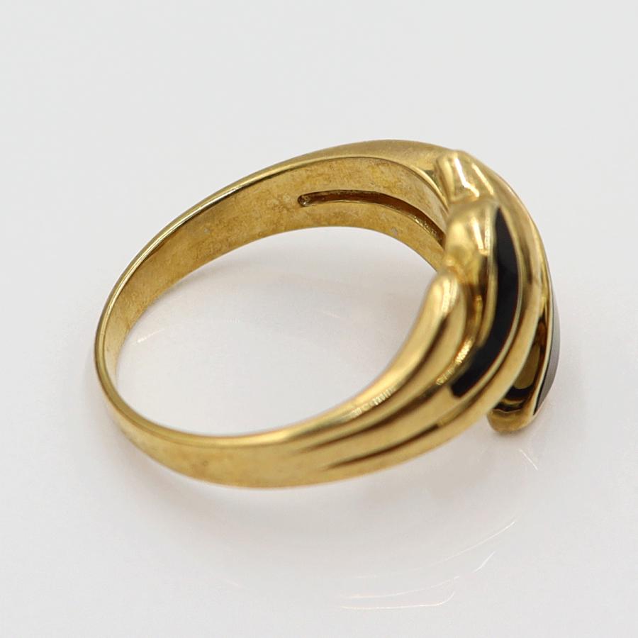 K18オニキスリング　リングサイズ11.5号　重量4.47ｇ(石の重量含む)　レディース(中古)